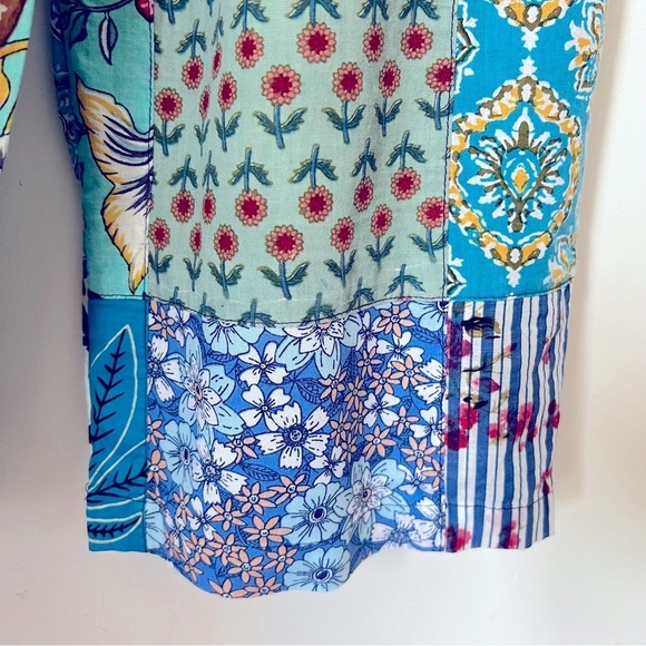 Rahab's Rope Colorful Cotton Patchwork Wide-Leg Baggy Pants Bohemian Summer - Picture 9 of 12